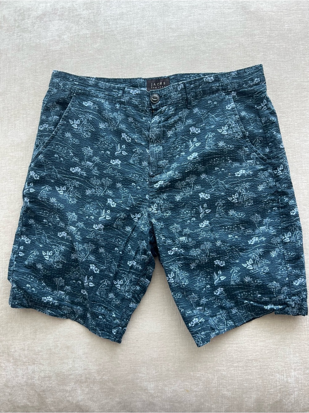 Jachs Navy Floral-Print Flat Front Men’s Shorts